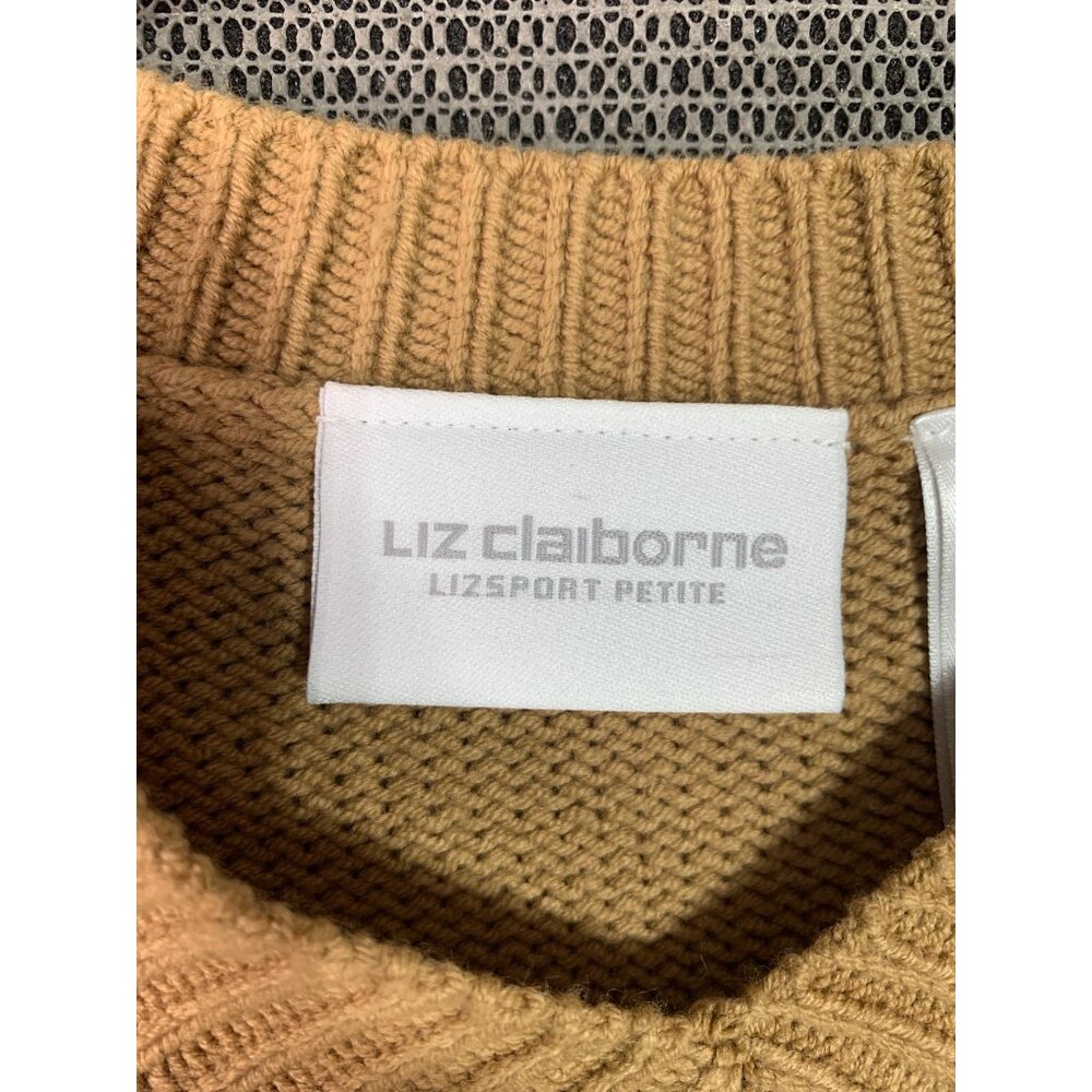 Liz Claiborne Argyle Sweater S Cotton Acrylic Blend Womens Beige & Blue - Picture 3 of 10